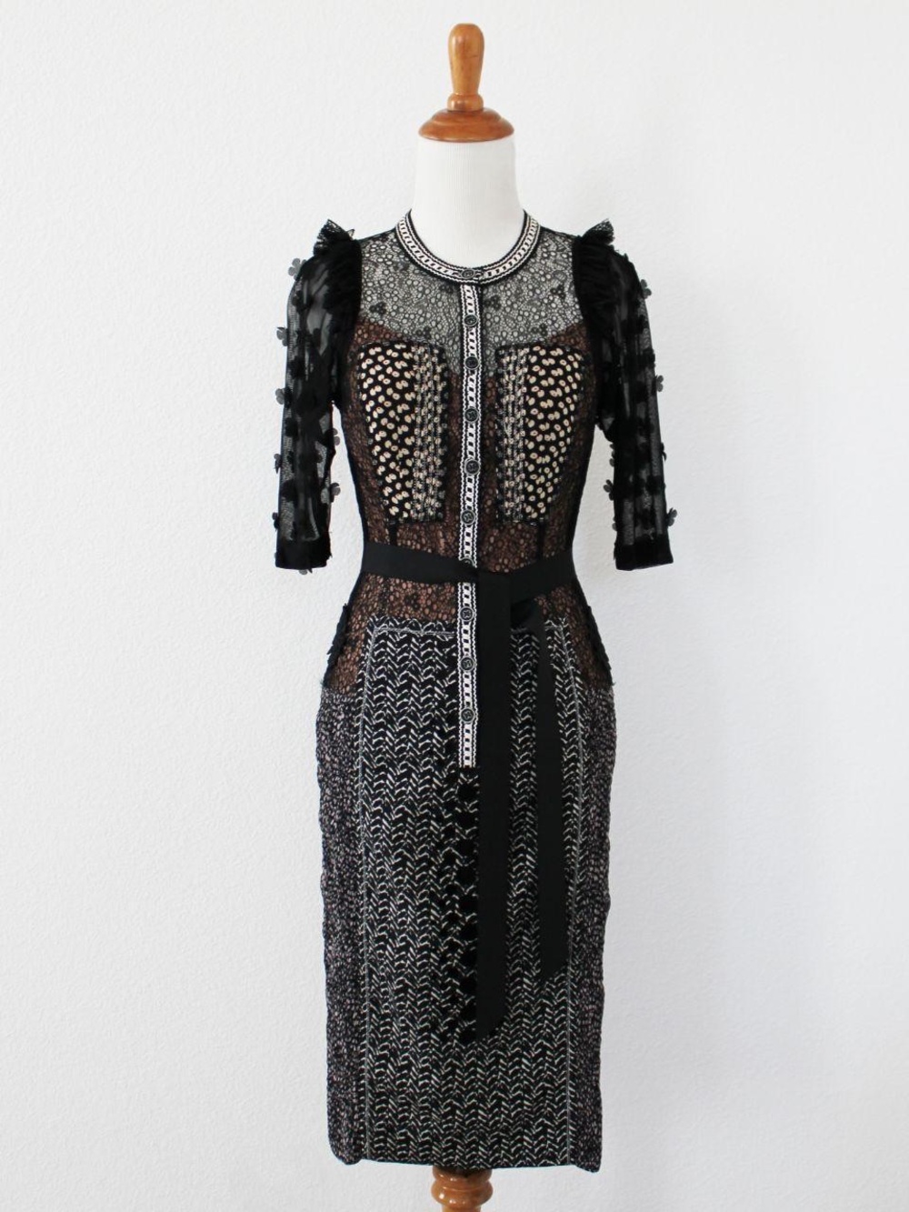 Beguile by Byron Lars Anthropologie Allusion multicolor Mixed Media Lace Dresss